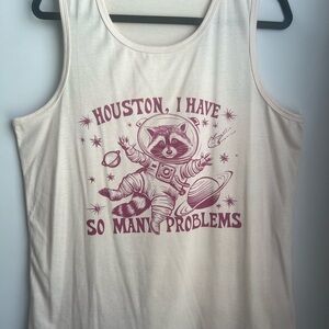 Women’s “Houston, I have so many problems” Raccoon Astronaut Tank Top - Size 1XL